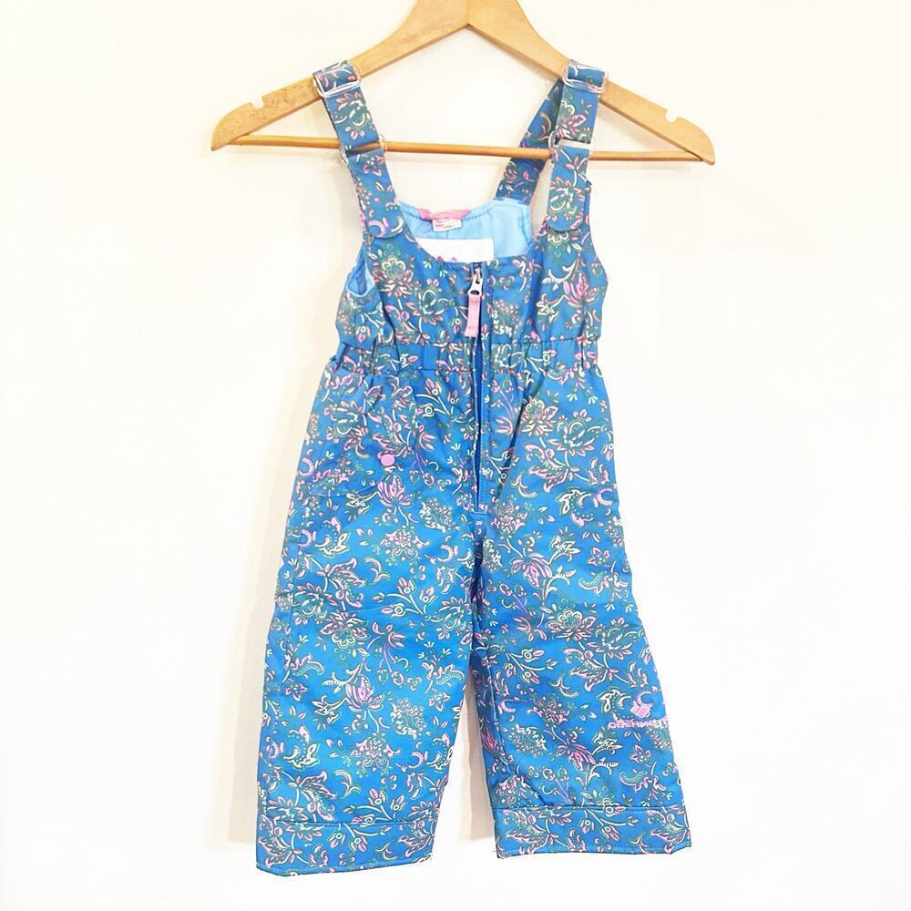 Obermeyer Girls Snoverall Blue Paisley Insulated Ski Snow Bib Size 2